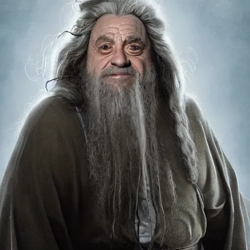 Prompt: portrait of danny devito as gandalf the white, lord of the rings, full body, hyper realistic, high quality, wide angle, always sunny in philadelphia