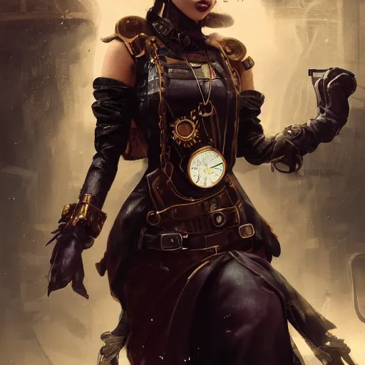 Image similar to a photograph of an attractive women in a steampunk style by greg rutkowski, sung choi, mitchell mohrhauser, maciej kuciara, johnson ting, maxim verehin, peter konig, 8 k photorealistic, cinematic lighting, hd, high details, dramatic, dark atmosphere, trending on artstation