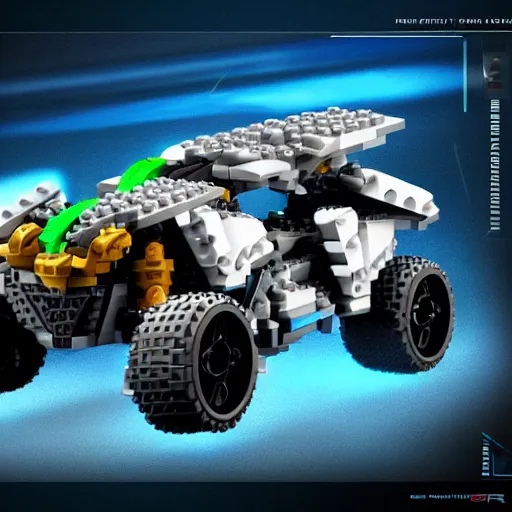 Image similar to 3 d wave runner atv in the style of lego bionicle and gunpla model, 3 d toy, octane render, vehicle, hoverbike, spacecraft, audi design style, 2 0 4 4, solarpunk, cyberpunk, clean aesthetic,