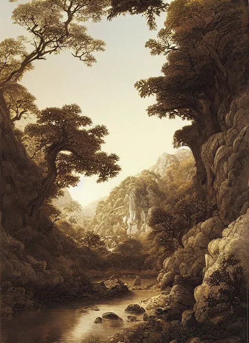 Prompt: a deep cave entrance, harmony of nature, by asher brown durand, by yoshitaka amano