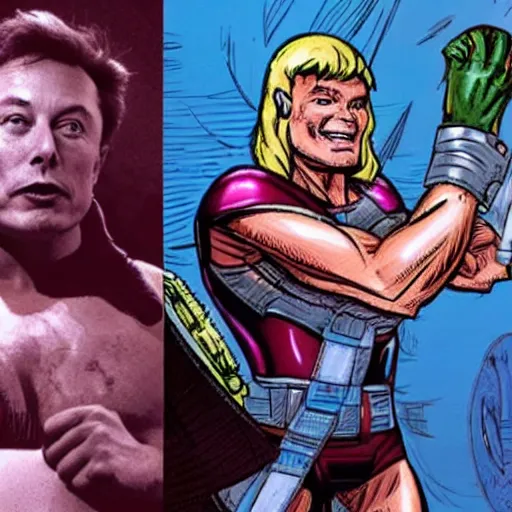 Image similar to elon musk as he - man