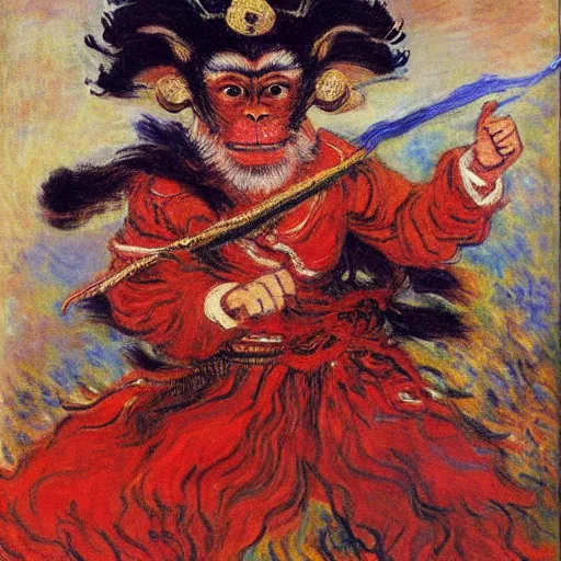 Prompt: The monkey king of China, Claude Monet,