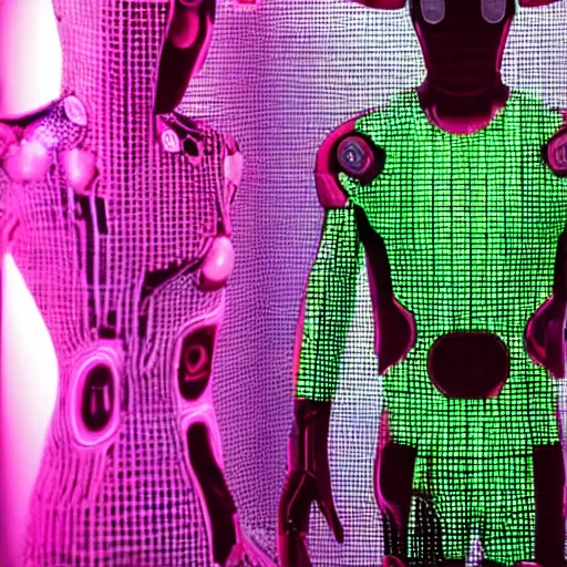 Image similar to love, diverse meat cybersuits, from behind, connection rituals, wide wide angle, vivid, elaborate, highly detailed, beautiful lighting