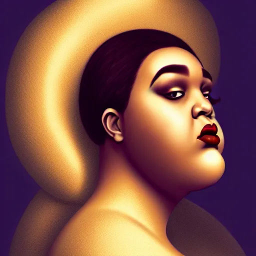 Prompt: portrait of a big-boned woman with a bundt pan face, wide shot, digital art, 8k, trending on artstation