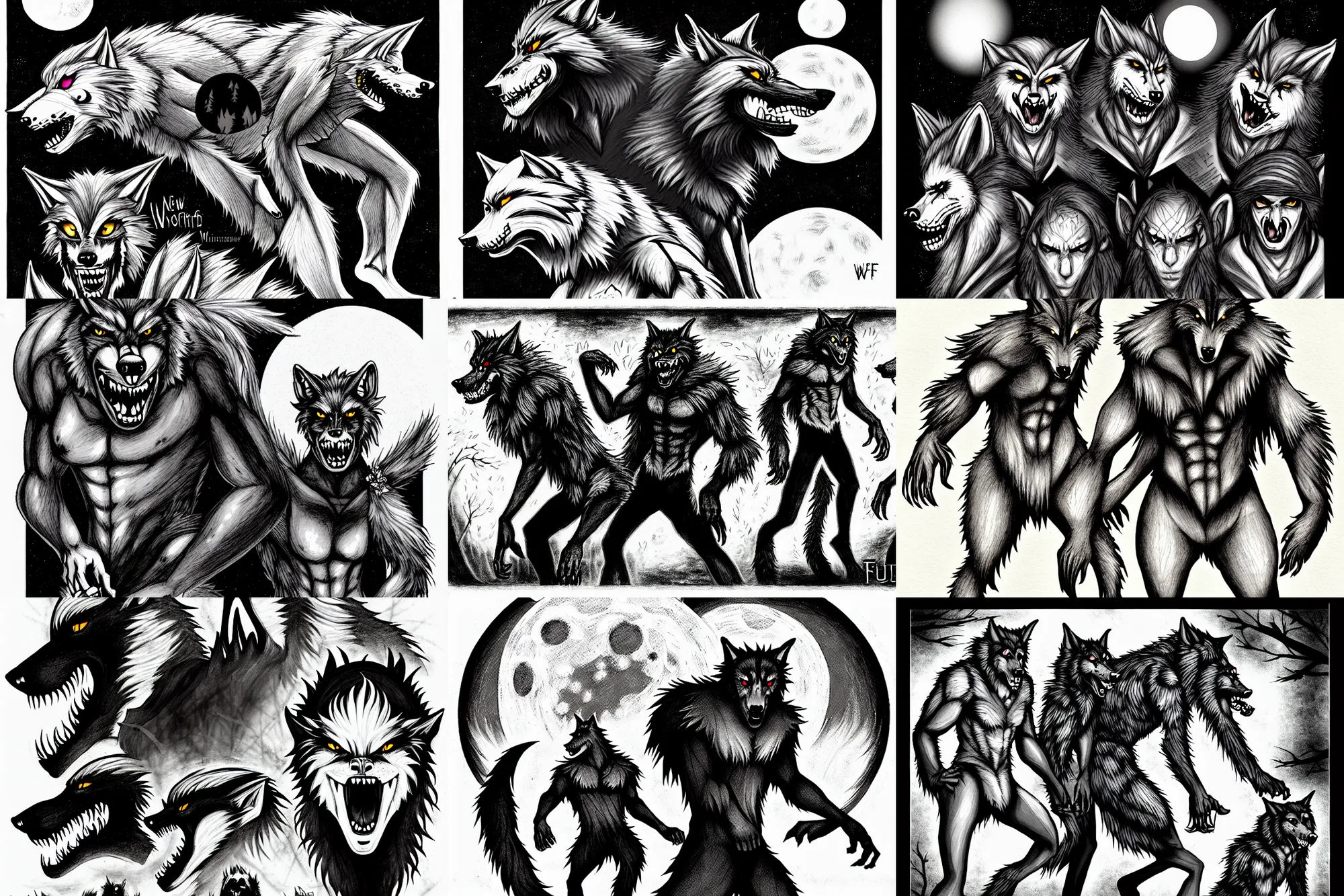 Prompt: illustration of werewolves at midwest furfest, chronicles / new world of darkness ( by white wolf )