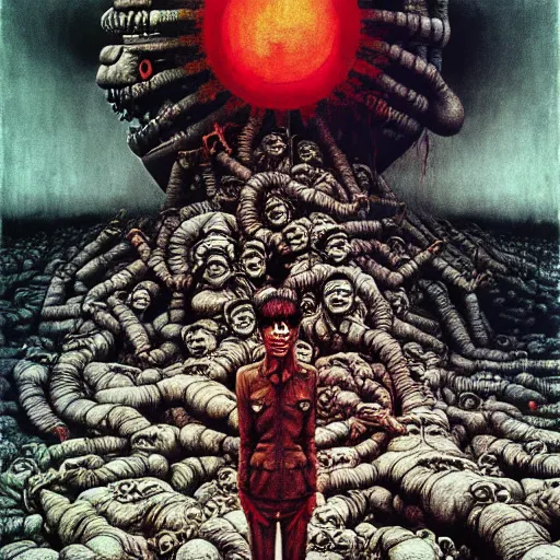 Image similar to fall of saigon by otto dix, junji ito, hr ginger, jan svankmeyer, beksinski, claymation, hyperrealistic, aesthetic, masterpiece