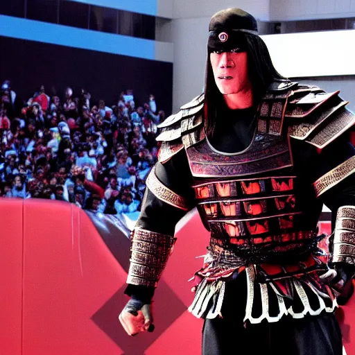 Image similar to john cena as samurai entering wwe entrances. intro scene