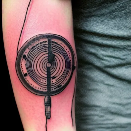 Image similar to sp - 4 0 4 audio mixer tattoo along forearm