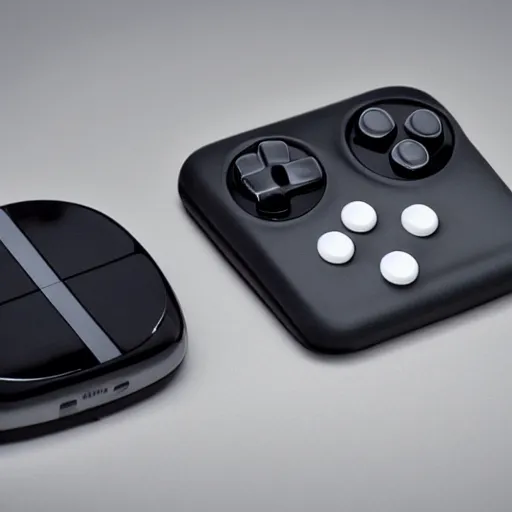Prompt: product photo concept for a simple minimalist game controller, designed by apple inc,