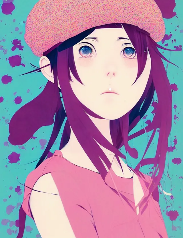 Prompt: girl wearing a beret, very anime!!! anime!! intricate details, aesthetically pleasing pastel colors, poster background, art by conrad roset and ilya kuvshinov