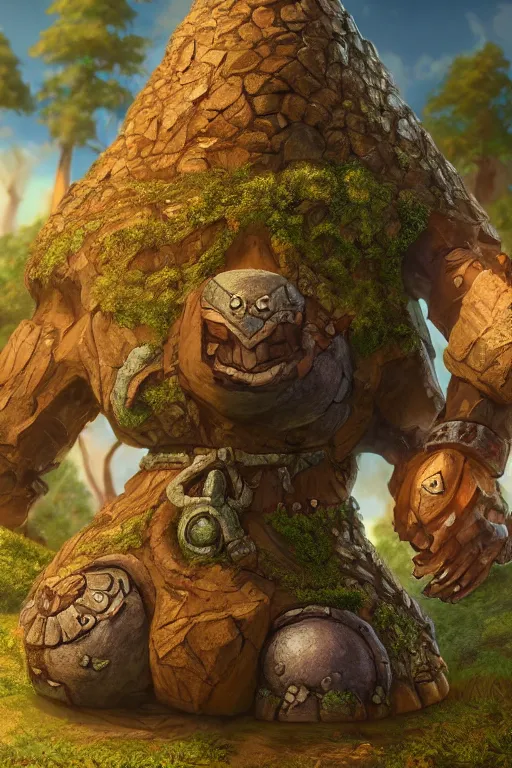 Image similar to zelda fantasy art giant golem troll wood rock greeble gemstone, global illumination ray tracing hdr fanart arstation by sung choi and eric pfeiffer and gabriel garza and casper konefal