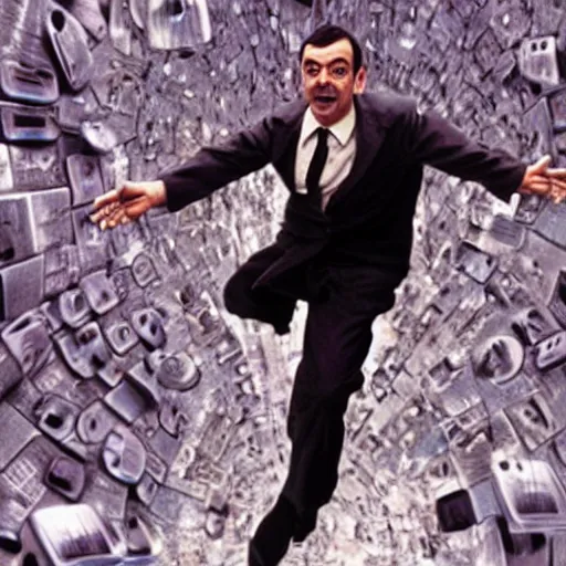 Image similar to mr bean in the matrix