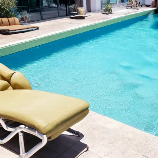 Prompt: a Chair underwater inside a Pool