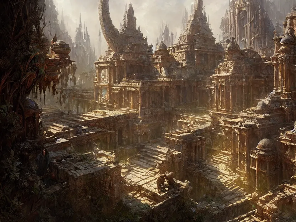 Image similar to forgotten ancient city, fantasy, ultra realistic, concept art, intricate details, highly detailed by greg rutkowski, gaston bussiere, craig mullins, simon bisley, eddie mendoza