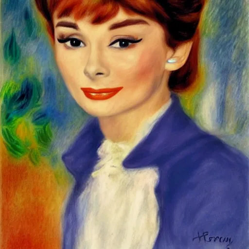 Image similar to audrey hepburn art by renoir.