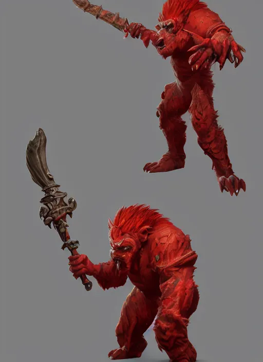 Image similar to а fantasy Proto-Slavic skinny red troll creature in armor inspired blizzard games, full body, detailed and realistic, 4k, trending on artstation, octane render