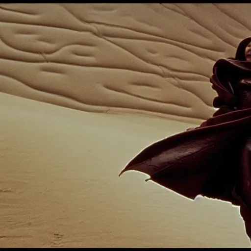 Prompt: avant - garde fashion model in leather, still from movie dune, highly detailed