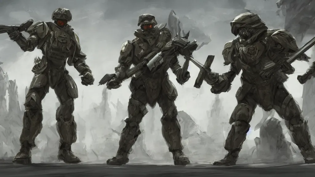 Image similar to two futuristic soldiers fighting giant bugs, concept art