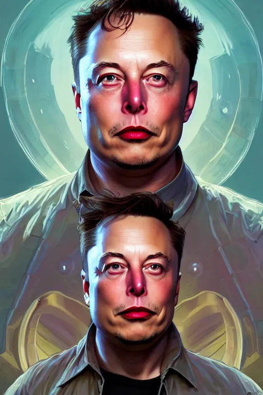 Image similar to elon musk as rick sanzhez from rick and morty, realistic portrait, symmetrical, highly detailed, digital painting, artstation, concept art, smooth, sharp focus, illustration, cinematic lighting, art by artgerm and greg rutkowski and alphonse mucha