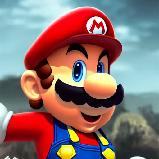 Image similar to Mario in real life, realistic, very realistic, hyperrealistic, highly detailed, very detailed, extremely detailed, detailed, digital art, oil painting, trending on artstation, headshot and bodyshot, detailed face, very detailed face, extremely detailed face, HD Quality, 8k resolution