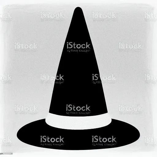 Prompt: mage hat vector art, minimalistic, black and white, clear edges