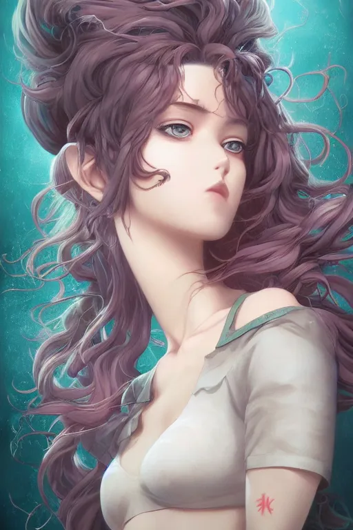 Prompt: anime manga girl with wild big hair, straight on portrait, by artgerm, james jean, tom bagshaw, gerald brom, 4 k, smooth, hd, substance designer render, full body character concept art, symmetrical,