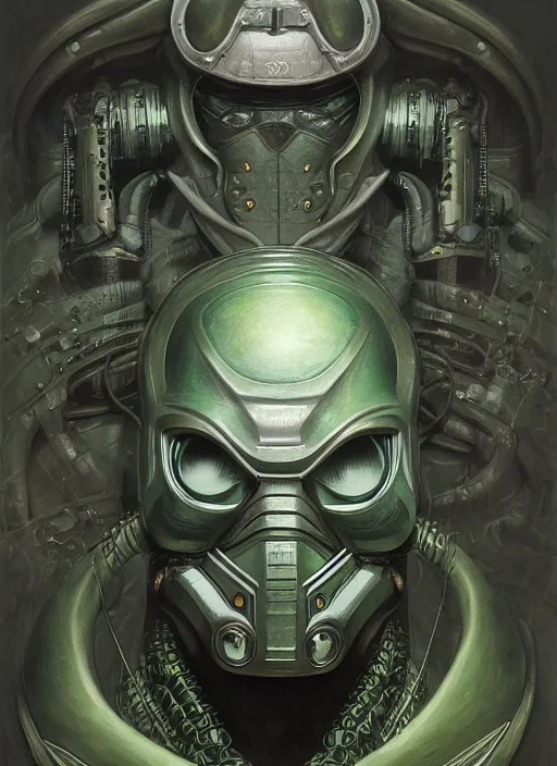 Image similar to cybernetic cyberpunk mf doom reptile green skin. intricate, elegant, highly detailed, centered, digital painting, artstation, concept art, smooth, sharp focus, illustration, artgerm, tomasz alen kopera, peter mohrbacher, donato giancola, joseph christian leyendecker, wlop, frank frazetta