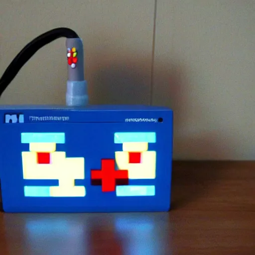 Image similar to a lamp playing Mario on the nes