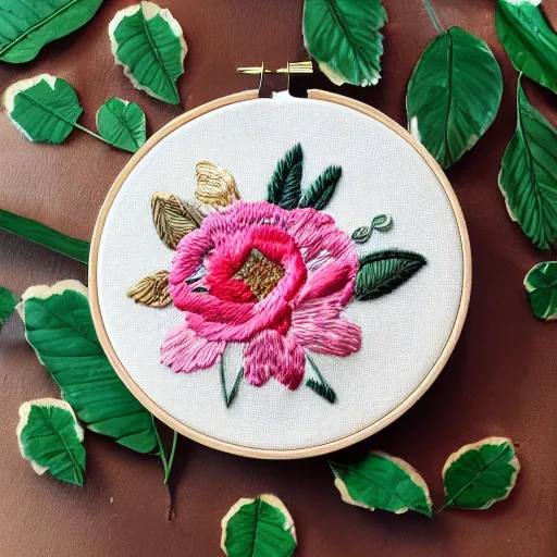 Prompt: floral embroidery