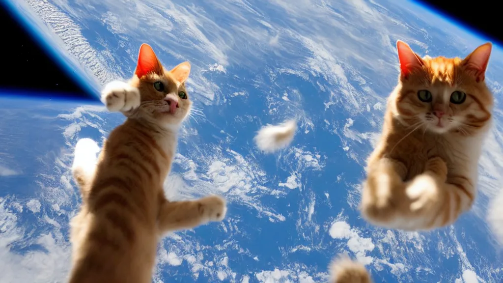 Image similar to Photo of a cat floating inside the ISS