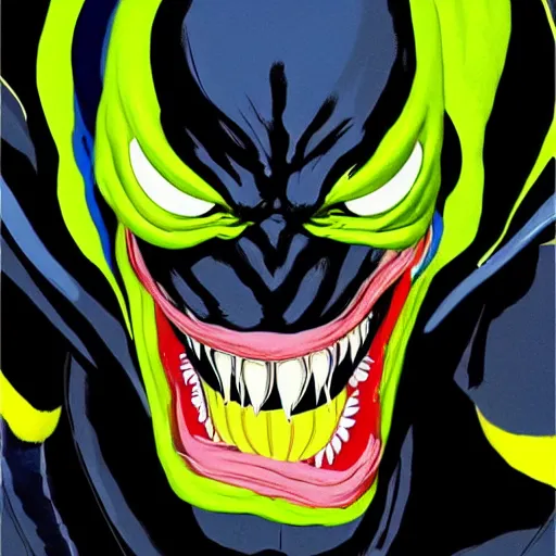 Prompt: jim carrey as venom, marvel supervillain, artstation, cartoon, elegant, highly detailed, digital painting, concept art, smooth, sharp focus, illustration, art by ghibli, makoto shinkai, don bluth, fujita goro, jean giraud, atey ghailan, akihiko yoshida, tom whalen, fadeev 8 k