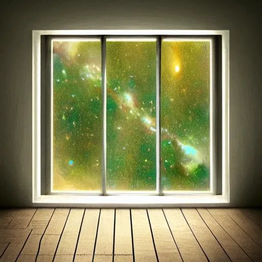 Image similar to the universe through a window, digital art, trending on artstation