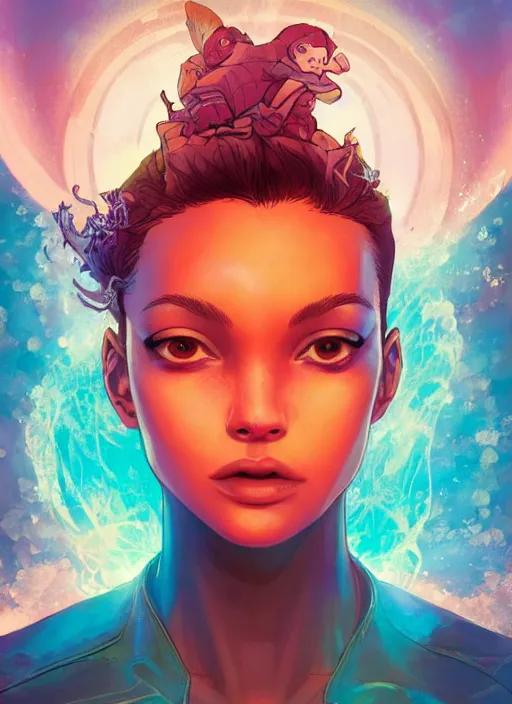 Image similar to portrait of marina nery, falling in love, glowing with heart aura. sharp focus, cinematic pose, cinematic lighting, unreal engine render. art by josan gonzales and moebius and deathburger.