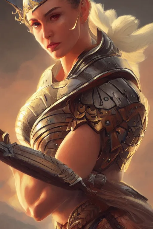 Image similar to amazon valkyrie athena, d & d, fantasy, portrait, highly detailed, headshot, digital painting, trending on artstation, concept art, sharp focus, illustration, art by artgerm and greg rutkowski and magali villeneuve