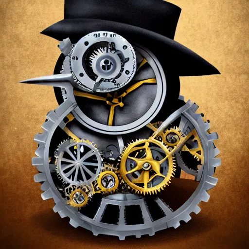 Prompt: a mechanical steampunk penguin, 4 k