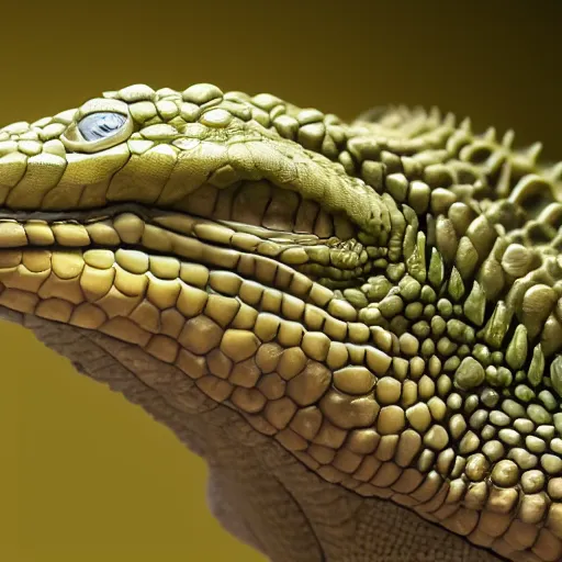 Prompt: portrait of a representative of a high - tech race of reptile from another galaxy, highly detailed, realistic, sharp focus