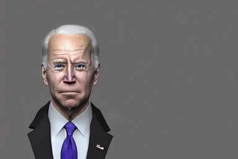 Image similar to creepy ugly hilarious 3 d surreal joe biden portrait, featured on artstation, cgsociety, unreal engine, octane, volumetric lighting, rtx on, intricately detailed, award - winning,