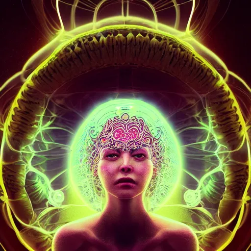 Image similar to goddess portrait. jellyfish phoenix head. intricate artwork by Tooth Wu and wlop and beeple. very coherent symmetrical artwork. cinematic, hyper realism, high detail, octane render, 8k