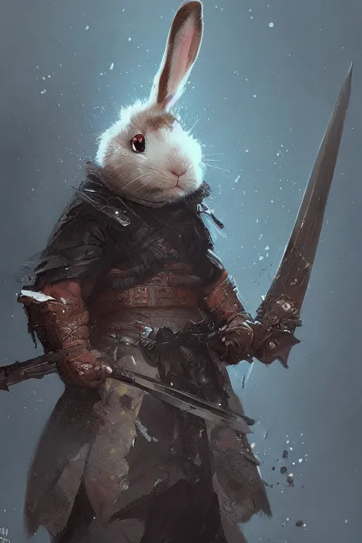 Prompt: adorable bunny ronin warrior detailed fantasy concept of by Greg Rutkowski