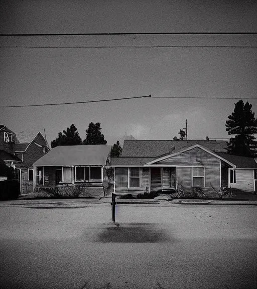 Image similar to “ desolate neighborhood, in the style of gregory crewdson, color photograph ”