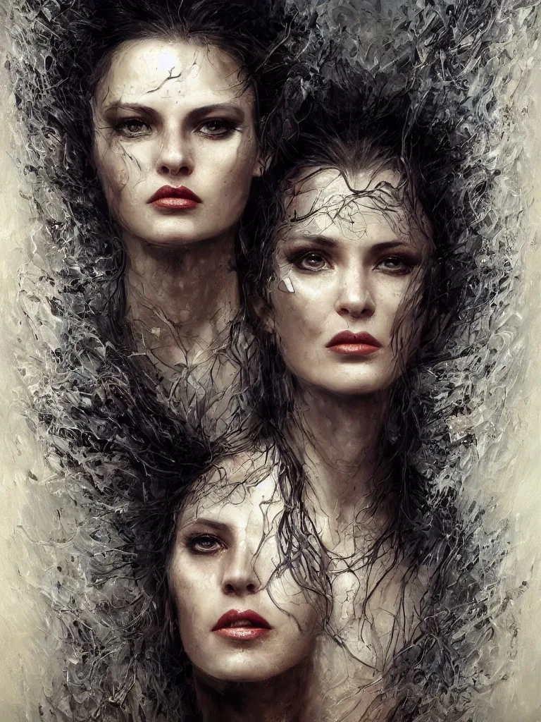 Image similar to single face portrait. very complex hyper-maximalist overdetailed cinematic darkfantasy portrait of an elegant very attractive but dangerous and wild female ent lady by andrei riabovitchev, tomasz alen kopera, oleksandra shchaslyva. Omnious intricate. Focus on face. Artstation. Deviantart. 8k 4k 64megapixel. Rendered by binx.ly. discodiffusion style portrait.