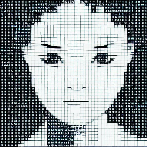 Prompt: anime girl in ascii art style, terminal text, matrix text