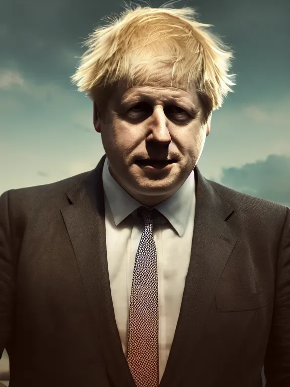 Prompt: portrait art of boris johnson 8 k ultra realistic, lens flare, atmosphere, glow, detailed, intricate, full of colour, cinematic lighting, trending on artstation, 4 k, hyperrealistic, focused, extreme details, unreal engine 5, cinematic, masterpiece