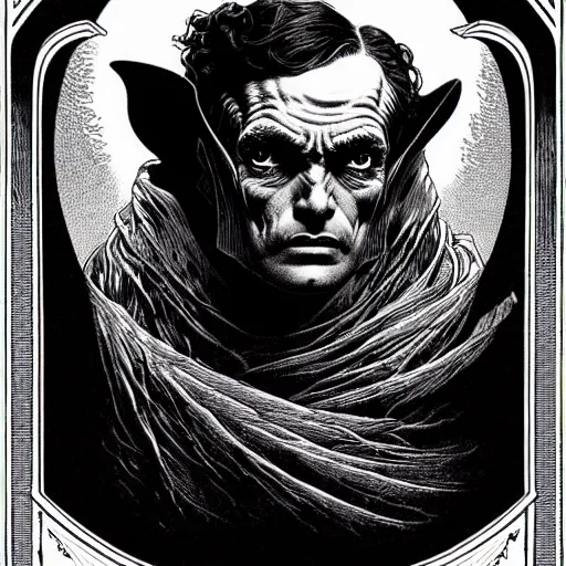 Image similar to portrait soft light, by bernie wrightson and joe fenton, inspired victorian sci - fi, etching, fine, sharp high detail, duotone screen print,