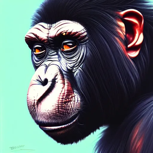 Image similar to profile photo of a degen ape, highly detailed, digital painting, artstation, concept art, smooth, sharp focus, illustration by Sandra Chevrier