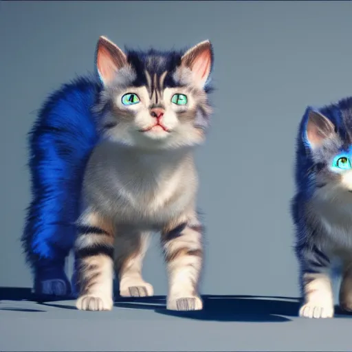 Image similar to iridescent kittens cyperpunk 2 0 7 7, unreal engine 5, 8 k ultra realistic, hyperdetailed, volumetric lighting, extremely high quality