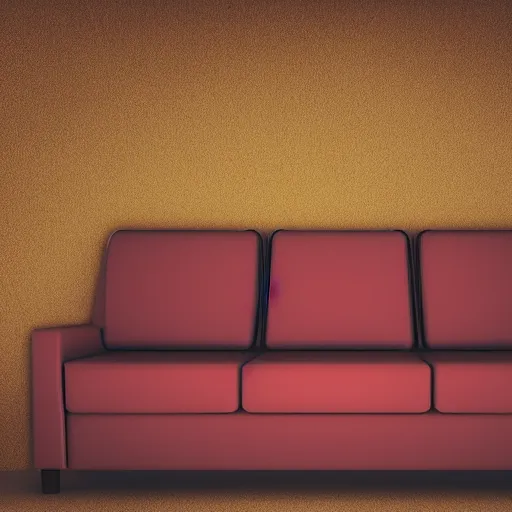 Image similar to photo of a scared anthropomorphic sofa, hiding behind another sofa, digital art