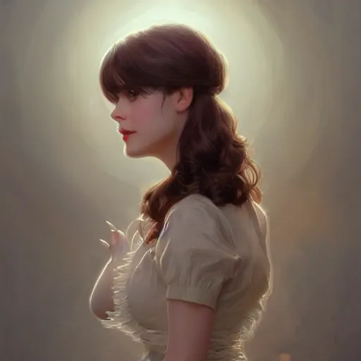 Prompt: ultra realistic illustration, zooey deschanel, intricate, elegant, highly detailed, digital painting, artstation, concept art, smooth, sharp focus, illustration, art by artgerm and greg rutkowski and alphonse mucha and wlop