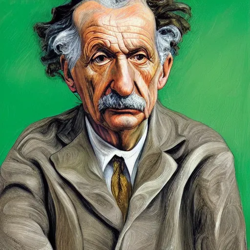 Image similar to high quality high detail painting by lucian freud, hd, portrait of einstein