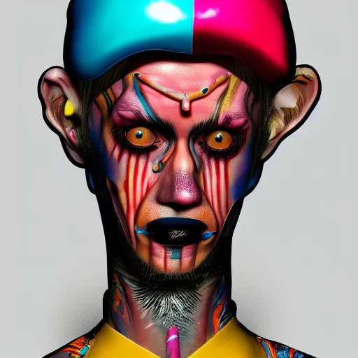 Image similar to hi mark ( akwaaba tommy ), in the style of billelis and james jean and pedro conti and stanley kubrick, inspired by die antwoord, kawaii colors, photorealistic, epic, super technical, 3 d render